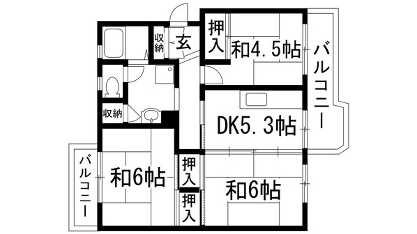 中山五月台8号棟の物件間取画像